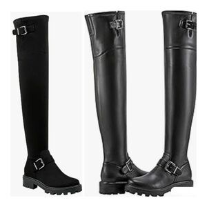 Marc Fisher Black Ganven Over-the-Knee Boots with Buckle Detail NWOT